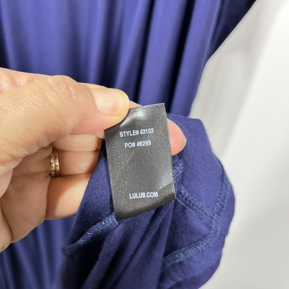 Lulus Maxi Wrap Dress Garden District Blue Stretchy 3/4 Sleeve Style 43153 Large - Picture 15 of 16